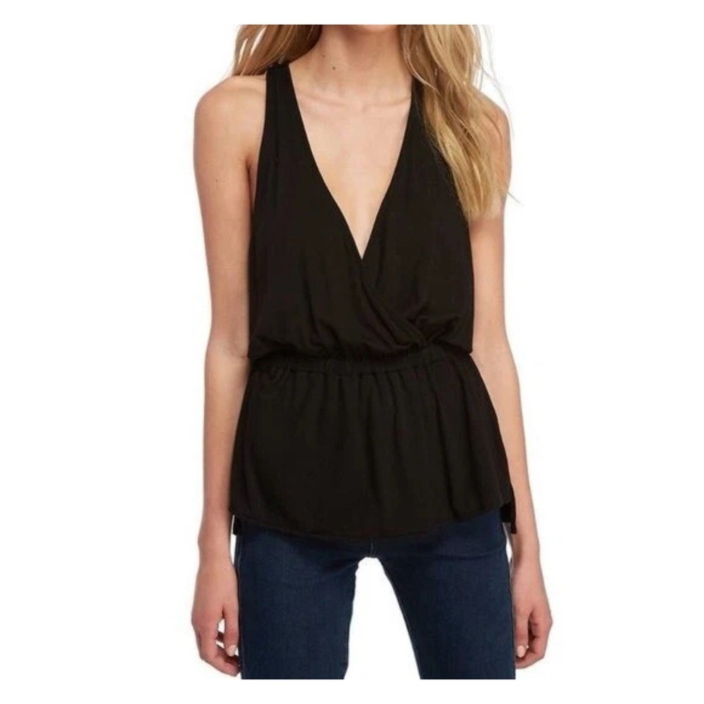 NWT Free People We the Free Heatwave Black Peplum Tank Top Large